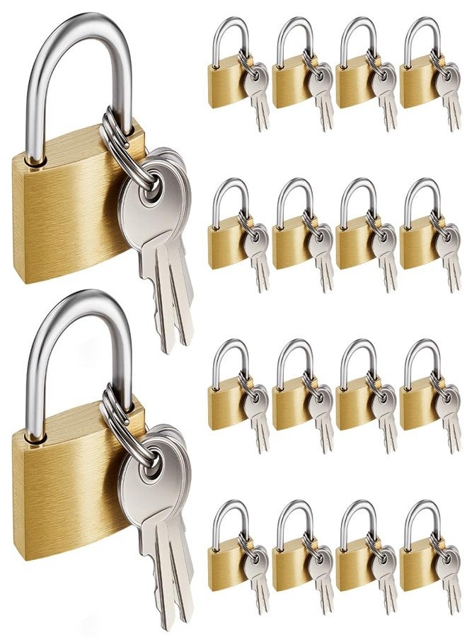 AHANDMAKER 18 Pack Keyed Alike Padlocks Solid Brass 1.34in Small Padlock with 3 Keys for Storage Unit Sheds Garage Door Storage Unit Gym Fence Luggage Locks - Image 1