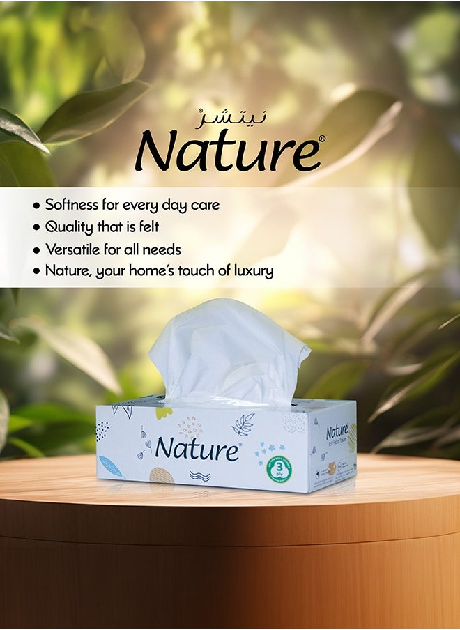 NATURE Facial Tissue 170 Sheets x 3 Ply Premium Quality Pack of 3+1 Free White  - Image 3