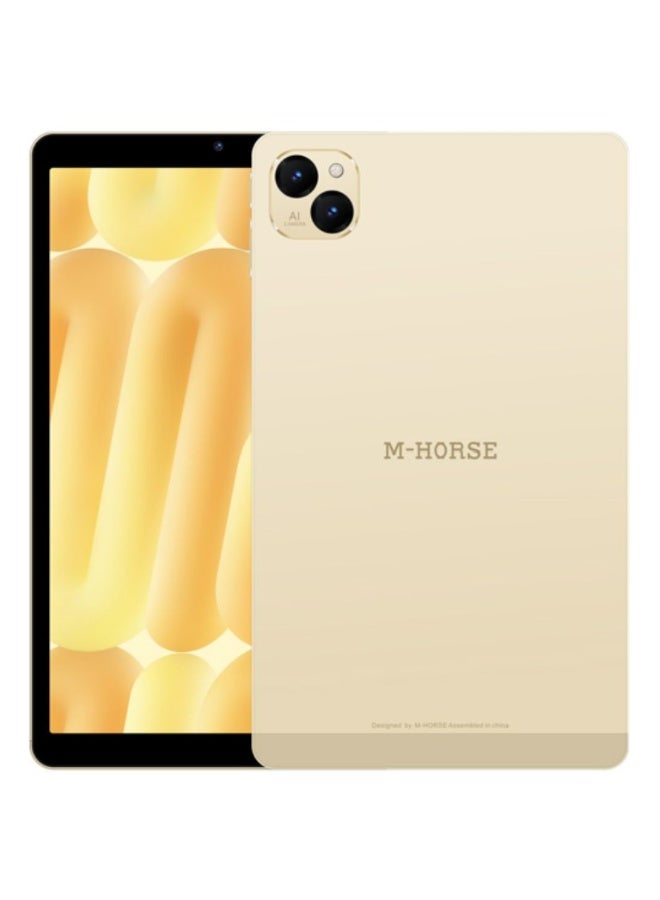 إم-هورس جهاز M-HORSE A9 Mini Tablet يدعم شريحة 4G، مزود بشاشة HD+ مقاس 8.8 بوصة، وذاكرة RAM بسعة 12GB، وسعة تخزين داخلية 256GB، وبطارية 5000mAh، ويعمل بنظام Android 15، باللون الذهبي. - Image 1