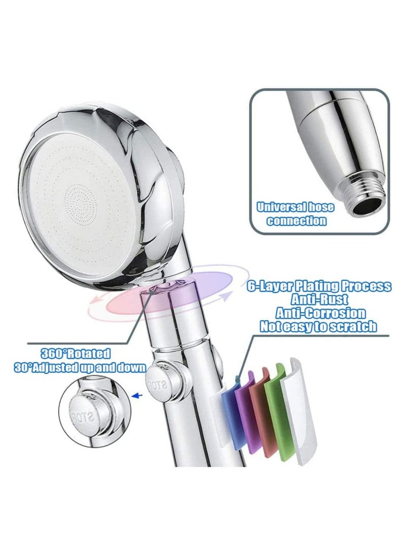 SYOSI Shower Head, High Pressure Hand Held Showerhead, 360 Degree Rotating Water Saving Heads and Hose 2m Set with Pause Switch Adjustable Universal 3 Mode  - Image 3