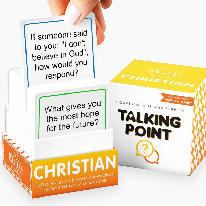 TALKING POINT CARDS 200 Conversation Cards for Christians Game - Explore Your Faith and Have Fun on Family Game Night, Bible Study or Youth Groups - Perfect for Church Groups, Couples Game Night, Easter Gifts - Image 1
