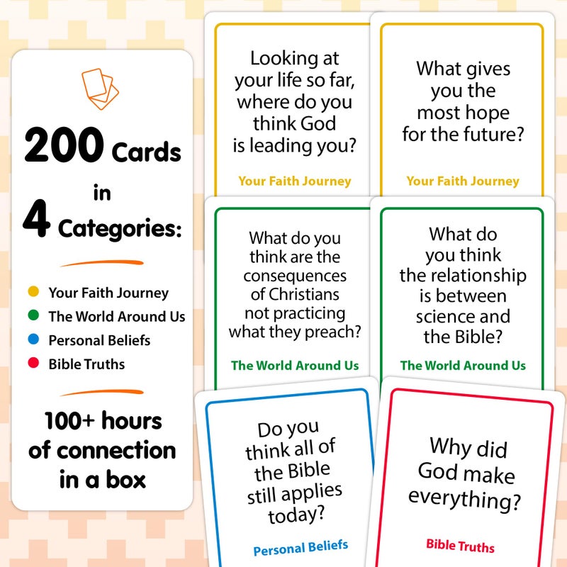 TALKING POINT CARDS 200 Conversation Cards for Christians Game - Explore Your Faith and Have Fun on Family Game Night, Bible Study or Youth Groups - Perfect for Church Groups, Couples Game Night, Easter Gifts - Image 3