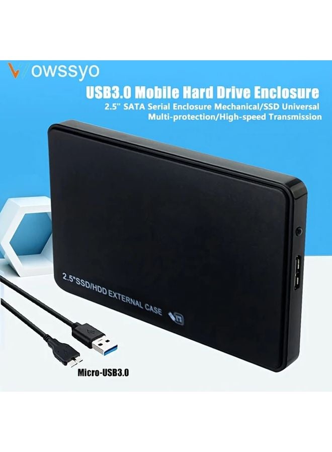 2.5 بوصة علبة القرص الصلب USB 3.0 - حالة سوداء متينة لتخزين البيانات المتنقلة لمحركات أقراص SSD و HDD بسواقة SATA - Image 2