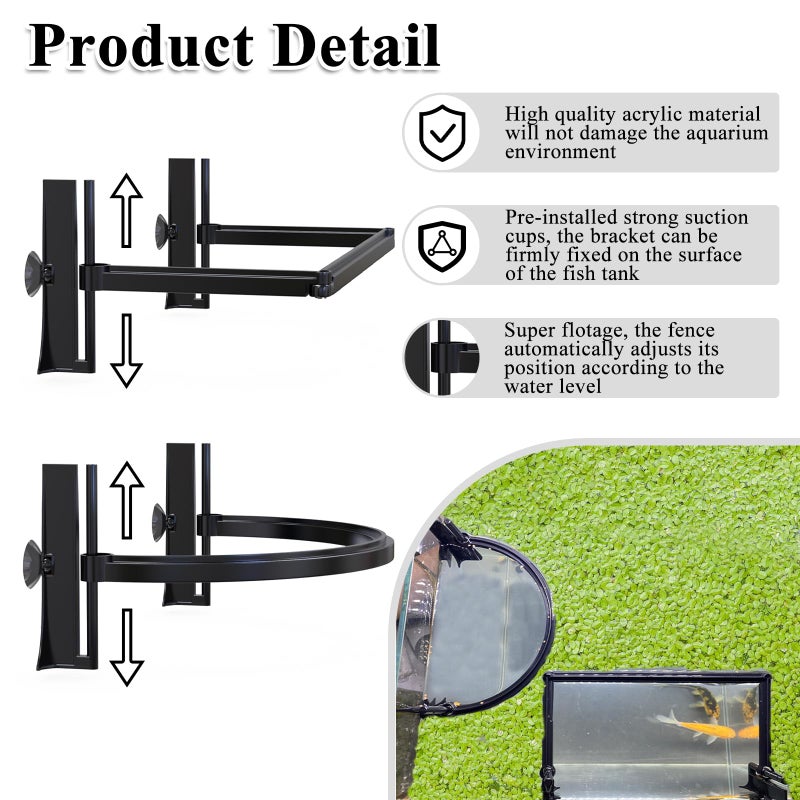 Pryitier Aquarium Floating Plant Barrier, Floating Plant Corral Self Adjusts to Water Level Fish Tank Fence Keeps the Floaters Away from the Filter - Image 2