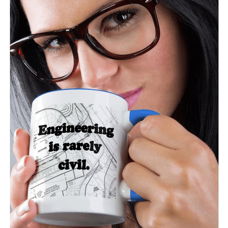 3dRose Engineering is Rarely Civil Mug, 11 oz, Blue - Image 2