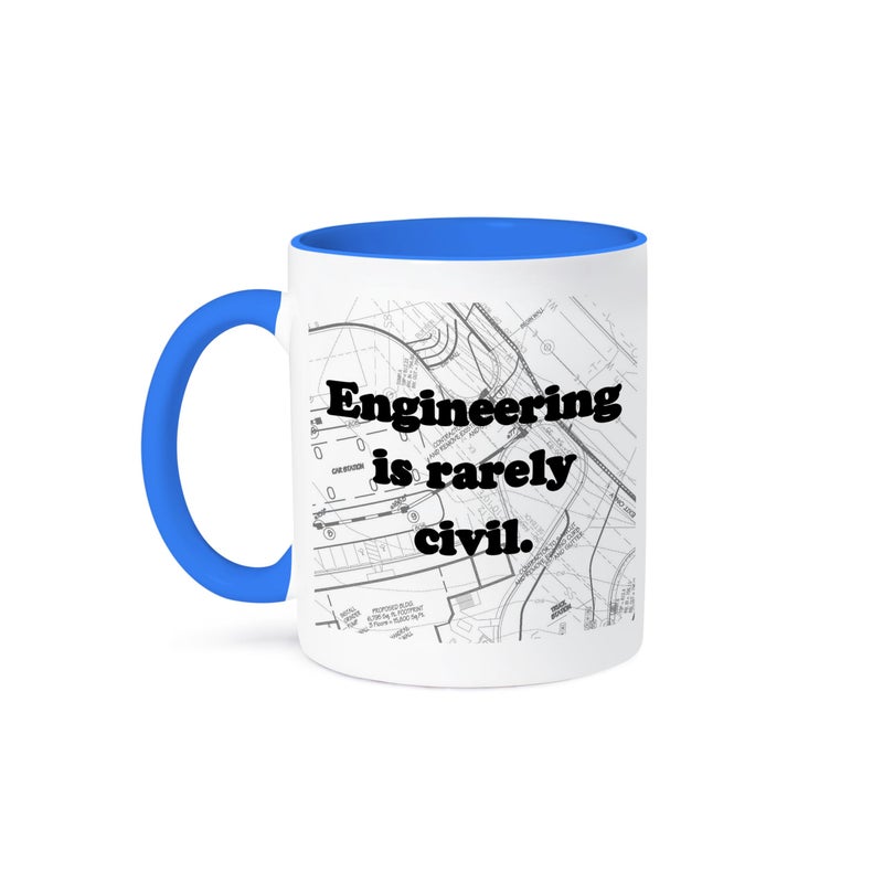 3dRose Engineering is Rarely Civil Mug, 11 oz, Blue - Image 1