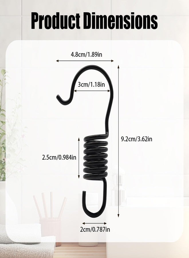 JTDTH 12 PCS Set of Shower Curtain Hooks, Spiral Hard Spring Shower Curtain Rings, Decorative Silver Shower Curtain Hook Rings, Rust Proof Shower Curtain Rings, Shower Curtain Hooks, Black - Image 5