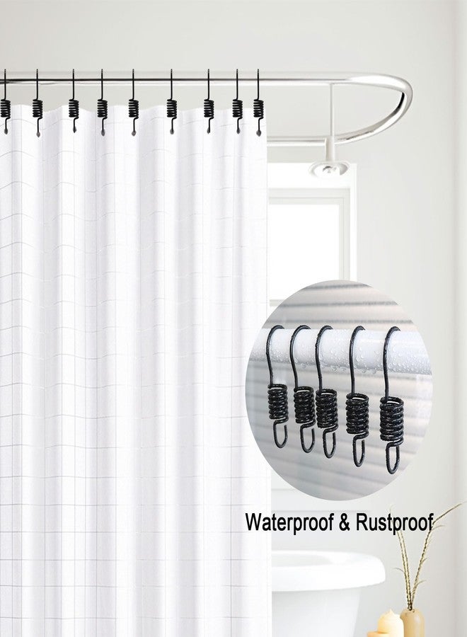 JTDTH 12 PCS Set of Shower Curtain Hooks, Spiral Hard Spring Shower Curtain Rings, Decorative Silver Shower Curtain Hook Rings, Rust Proof Shower Curtain Rings, Shower Curtain Hooks, Black - Image 2
