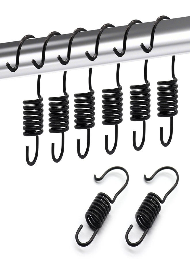JTDTH 12 PCS Set of Shower Curtain Hooks, Spiral Hard Spring Shower Curtain Rings, Decorative Silver Shower Curtain Hook Rings, Rust Proof Shower Curtain Rings, Shower Curtain Hooks, Black - Image 1