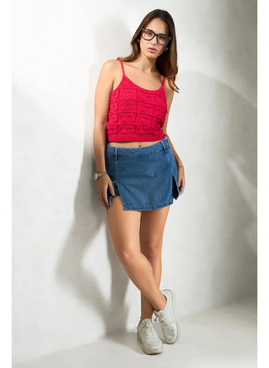 فيرجيو Virgio Women Cotton Mini Length Solid Skorts