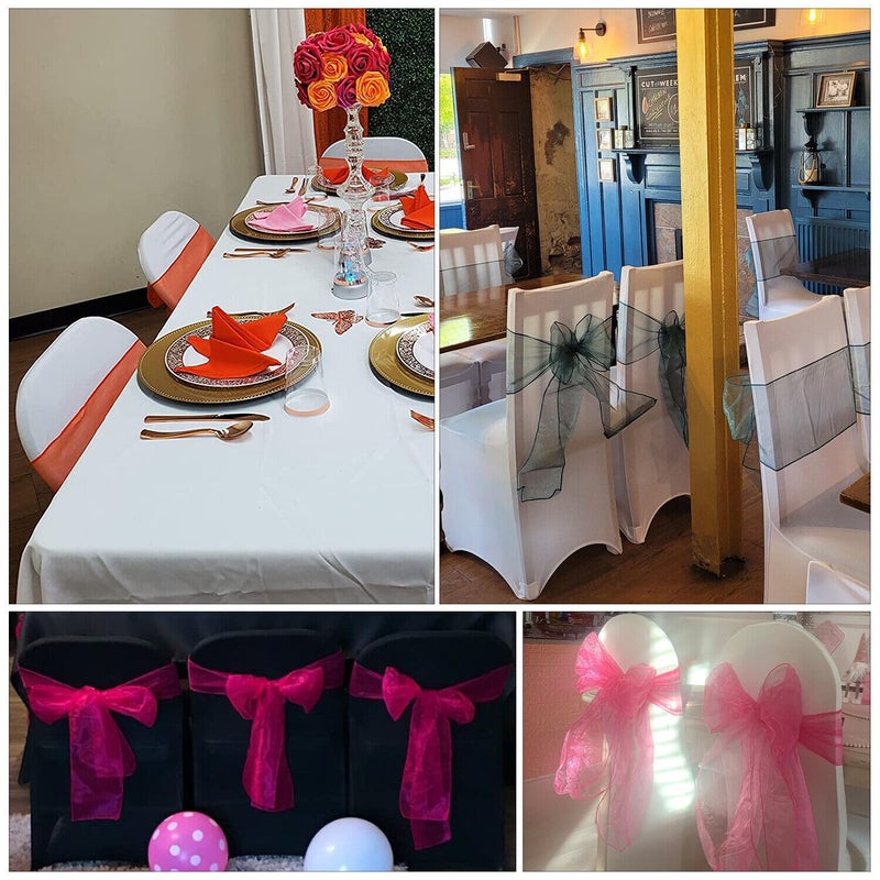 SARVAM FASHION Elegant Organza Chair Sashes Sheer Fabric Sashes for Weddings, Parties, and Special Events - (Pack of 10 Pieces, Fuchsia) - Image 4