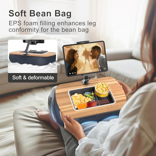 ERGONOV Tablet Pillow Stand for Lap Use,Adjustable iPad Holder with Snack Bowl,360° Rotating Clip for 4.7-13" Kindle,Phone,Tablet.Ideal for Hands-Free Reading and Relaxation on Bed,Couch,Recliner,Gray - Image 2