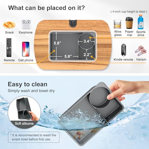 ERGONOV Tablet Pillow Stand for Lap Use,Adjustable iPad Holder with Snack Bowl,360° Rotating Clip for 4.7-13" Kindle,Phone,Tablet.Ideal for Hands-Free Reading and Relaxation on Bed,Couch,Recliner,Gray - Image 3