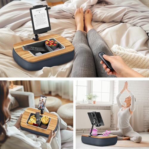 ERGONOV Tablet Pillow Stand for Lap Use,Adjustable iPad Holder with Snack Bowl,360° Rotating Clip for 4.7-13" Kindle,Phone,Tablet.Ideal for Hands-Free Reading and Relaxation on Bed,Couch,Recliner,Gray - Image 4
