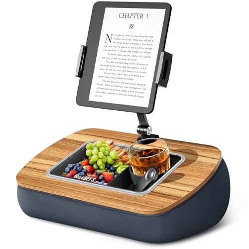 ERGONOV Tablet Pillow Stand for Lap Use,Adjustable iPad Holder with Snack Bowl,360° Rotating Clip for 4.7-13" Kindle,Phone,Tablet.Ideal for Hands-Free Reading and Relaxation on Bed,Couch,Recliner,Gray - Image 1