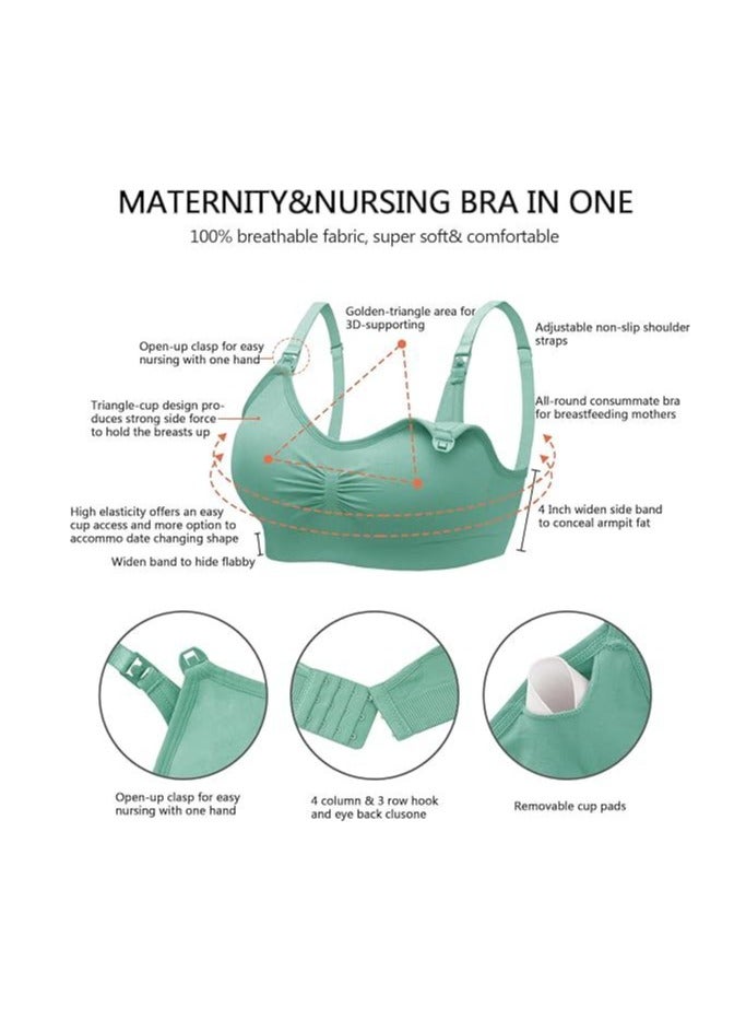 Nursing Bra 5 Pack Womens Maternity Breastfeeding Bra Seamless Wireless Sleep Bra with Bra Extenders  - Image 2