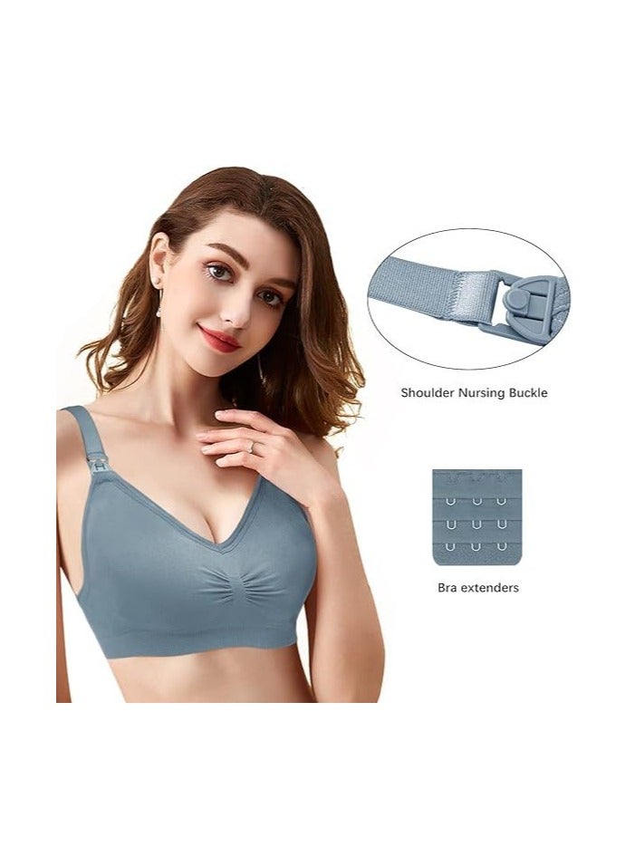 Nursing Bra 5 Pack Womens Maternity Breastfeeding Bra Seamless Wireless Sleep Bra with Bra Extenders  - Image 3
