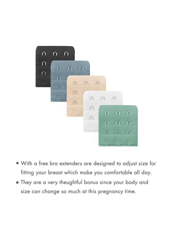 Nursing Bra 5 Pack Womens Maternity Breastfeeding Bra Seamless Wireless Sleep Bra with Bra Extenders  - Image 4