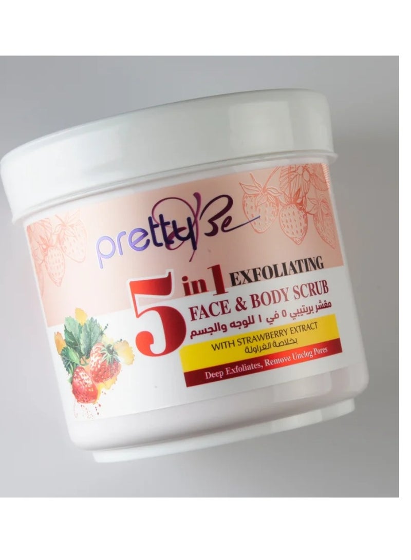 Pretty Be 5 in 1 face & body scrub with strawberry extract deep exfoliates and remove unclog pores in 550ml - Image 2