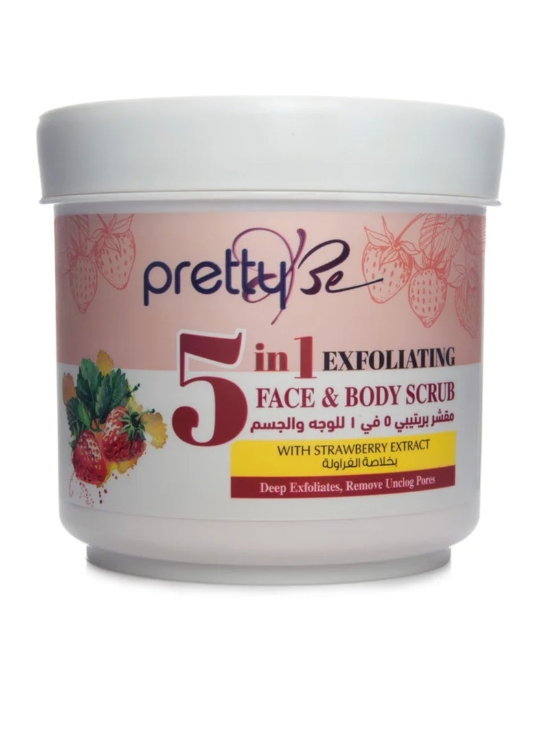 Pretty Be 5 in 1 face & body scrub with strawberry extract deep exfoliates and remove unclog pores in 550ml - Image 1