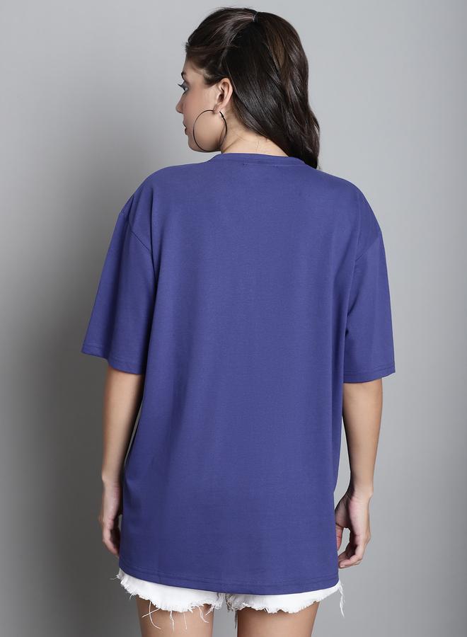 Take Two Navy Blue Oversized Slogan Print T-Shirt - Image 2