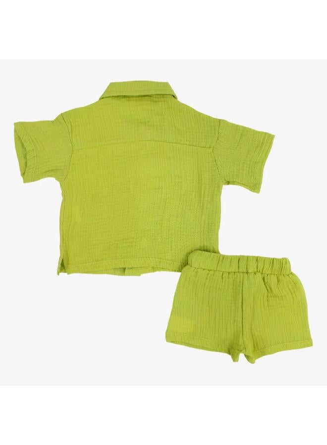 playmore Unisex Baby Cotton 2-Piece Outfit Set – Light Green - Image 2