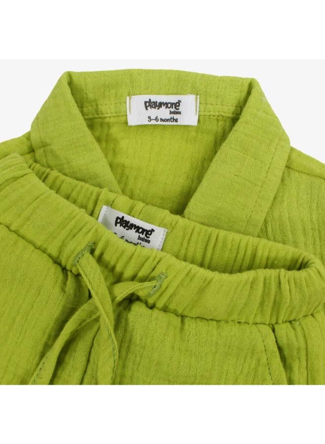 playmore Unisex Baby Cotton 2-Piece Outfit Set – Light Green - Image 3
