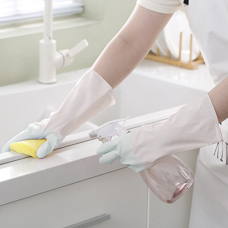 Dual-Color Durable Kitchen Cleaning Gloves New two-tone blue