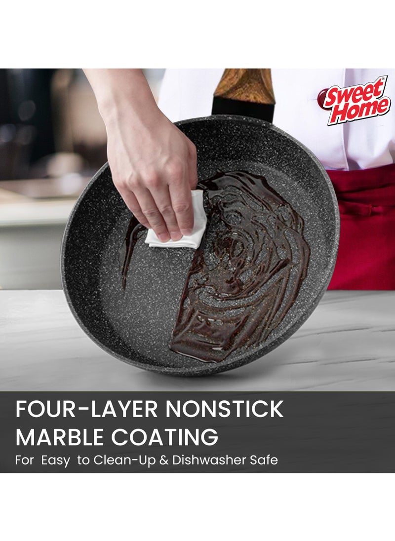 Sweet Home - Sweet Home Frying Pan with Durable Marble Coating Induction Safe Non-Stick Frying/Saute Pan PFOA Free Induction & Gas Fry Pan Non Stick Frying Pan (22cm) - Image 1