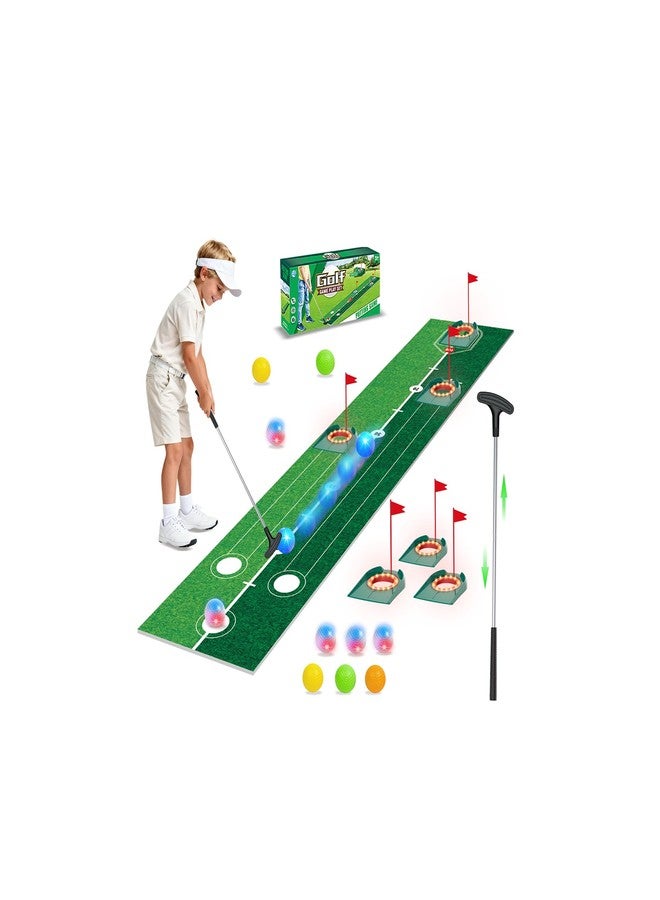 VATOS Golf Putting Set for Kids - Light up Kids Golf Game Toys with Putting Mat, Putter, 3 Holes & 6 Balls (3 Glow), Indoor Outdoor Yard Golfs Game Sports Toys, Birthday Gifts for Boys Girls Kids 3-8 - Image 1
