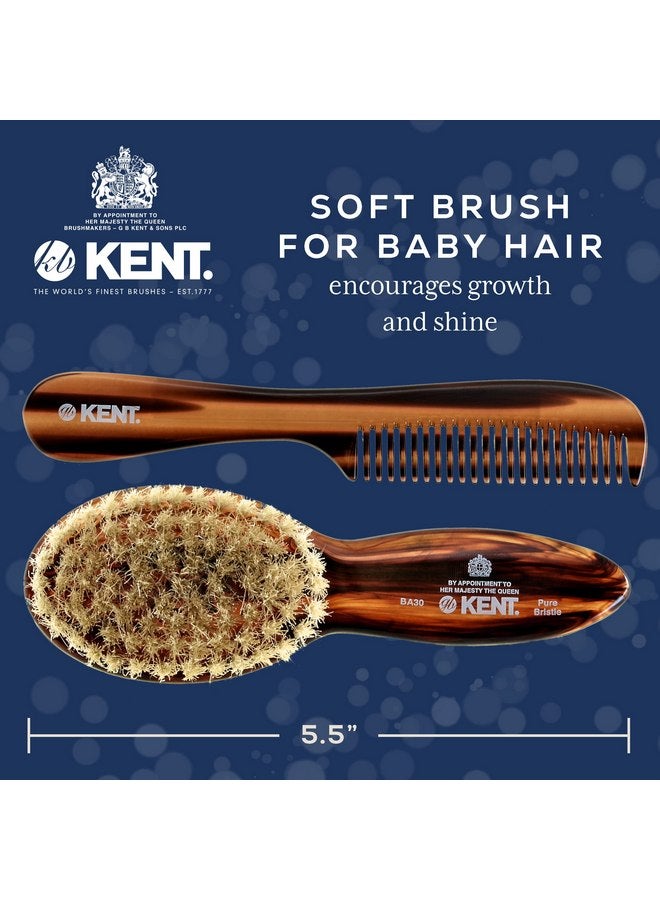 KENT Kent BA30 Cradle Cap Baby Hair Brush with Ultra Soft Natural Bristles and Smooth Cradle Cap Comb, Baby Essentials for Newborn Hair Brush and Baby Comb - Image 2