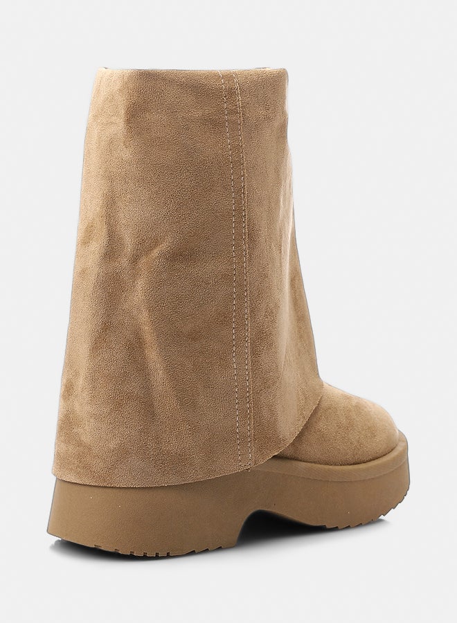 Dejavu Shoes GER-DVTX-005 Round Toe Shape Suede Fold Mid Calf Boots For Women - Image 3