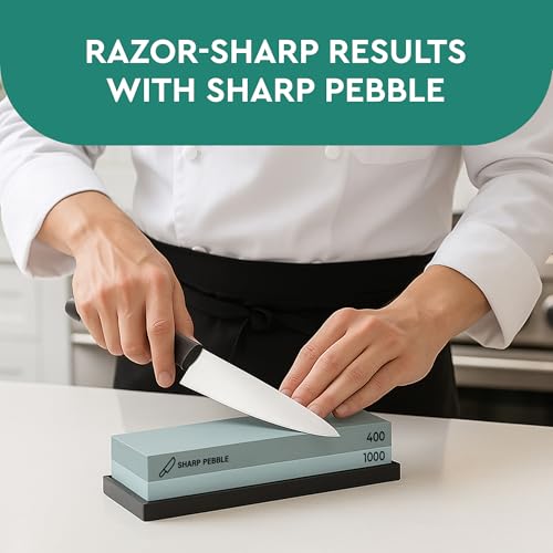 Sharp Pebble Premium Whetstone Knife Sharpening Stone 2 Side Grit 400/1000 Wetstone Kit -Wetstone Kitchen Knife Sharpener with Flattening Stone & NonSlip Rubber Base - Image 4