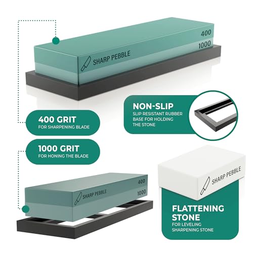 Sharp Pebble Premium Whetstone Knife Sharpening Stone 2 Side Grit 400/1000 Wetstone Kit -Wetstone Kitchen Knife Sharpener with Flattening Stone & NonSlip Rubber Base - Image 3