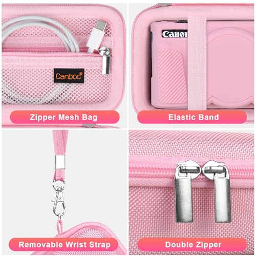 Canboc Case for Canon PowerShot SX740/SX730, Hard Carrying Case + Soft Silicone Protective Cover with Removable Lens Cover, Pink - Image 5