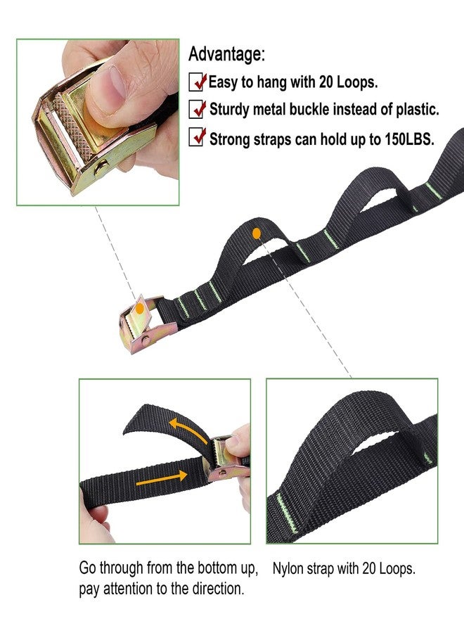 Ayaport Campsite Storage Strap Tent Camping Tree Hanging Organizer with 4 Carabiner Hooks 6 Stainless Steel S Hooks & 20 Separated Loops, Camping Set Travel & Outdoor Camping Gear - Image 3
