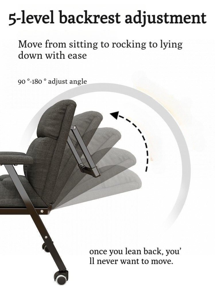 WALALLA Ergonomic Office Chair with Caster Wheels Adjustable Backrest Tilt High-Density Memory Foam Seat, Solid Metal Frame, 2-in-1 Home Work Recliner for Hard Floor Stability - Image 5