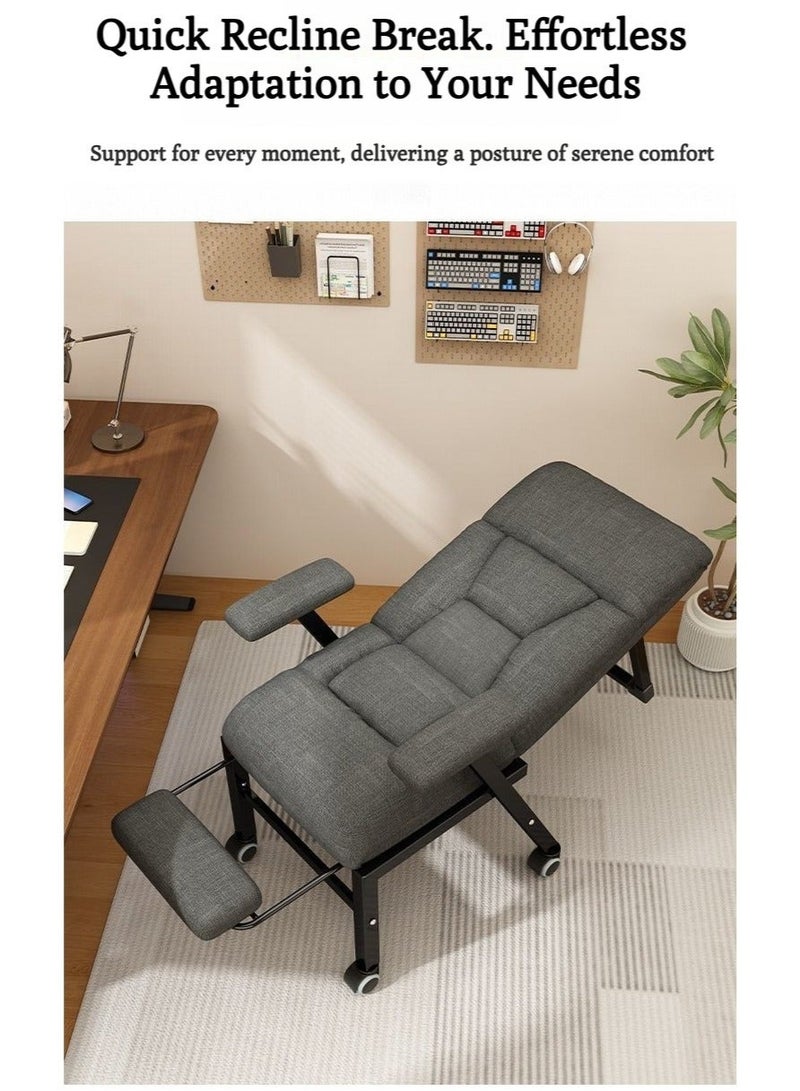 WALALLA Ergonomic Office Chair with Caster Wheels Adjustable Backrest Tilt High-Density Memory Foam Seat, Solid Metal Frame, 2-in-1 Home Work Recliner for Hard Floor Stability - Image 4