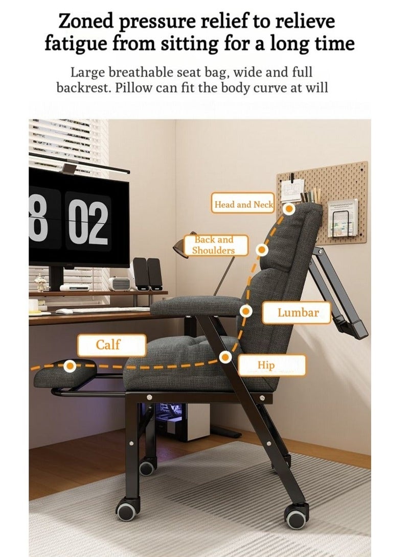 WALALLA Ergonomic Office Chair with Caster Wheels Adjustable Backrest Tilt High-Density Memory Foam Seat, Solid Metal Frame, 2-in-1 Home Work Recliner for Hard Floor Stability - Image 3