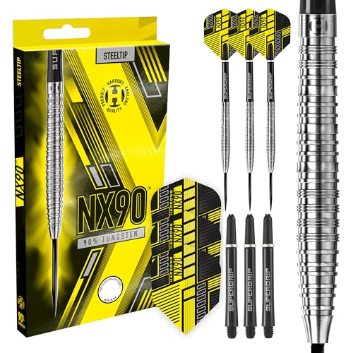 Harrows NX90 Darts, 90% Tungsten Steel Tip Darts Set, Includes High-Grade Shafts, Aerodynamic Dart Flights, Available in Sizes 21g, 22g, 23g, 24g, 25g & 26g (21 Grams) - Image 1