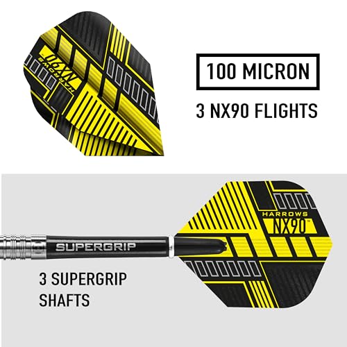 Harrows NX90 Darts, 90% Tungsten Steel Tip Darts Set, Includes High-Grade Shafts, Aerodynamic Dart Flights, Available in Sizes 21g, 22g, 23g, 24g, 25g & 26g (21 Grams) - Image 4