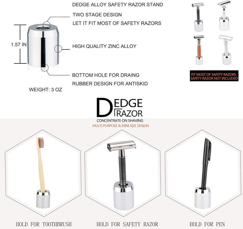 DEDGE Safety Razor Alloy Stand-Razor Holder Stand-Double Edge Safety Razor Stand-Shaver Holder For Bathroom Accessory-Opening dimension is 1.7cm/0.67" - Image 4