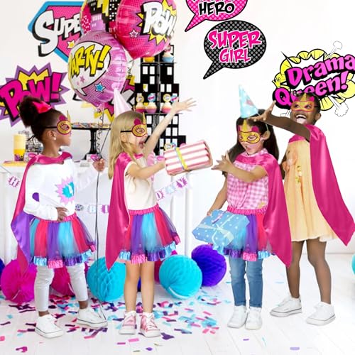 D.Q.Z DQZ Toddlers Super Hero Costumes for Girls SuperheroCapes Rainbow TuTu Princess Dress Up Birthday Gifts for 36 Rose - Image 5