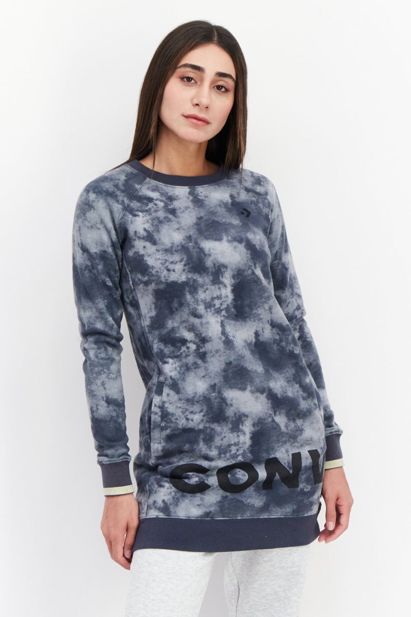 CONVERSE Women Sportswear Fit Long Sleeves Outdoor Sweatshirt, Grey Combo - Image 1