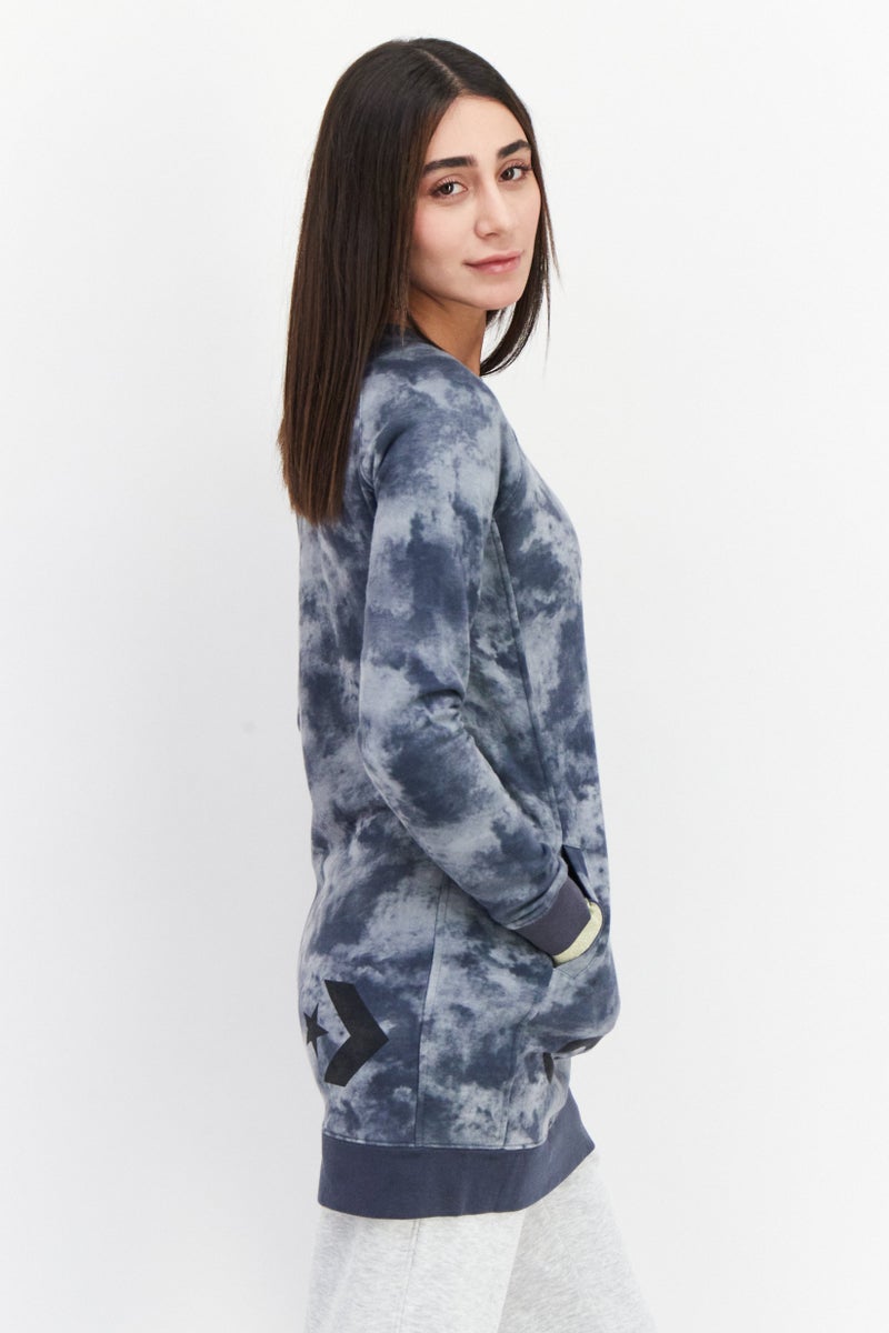 CONVERSE Women Sportswear Fit Long Sleeves Outdoor Sweatshirt, Grey Combo - Image 3