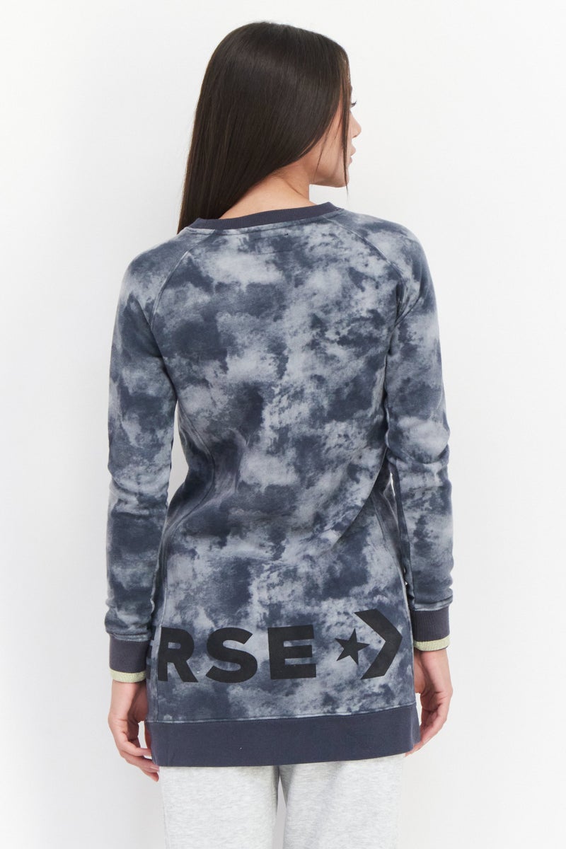 CONVERSE Women Sportswear Fit Long Sleeves Outdoor Sweatshirt, Grey Combo - Image 4