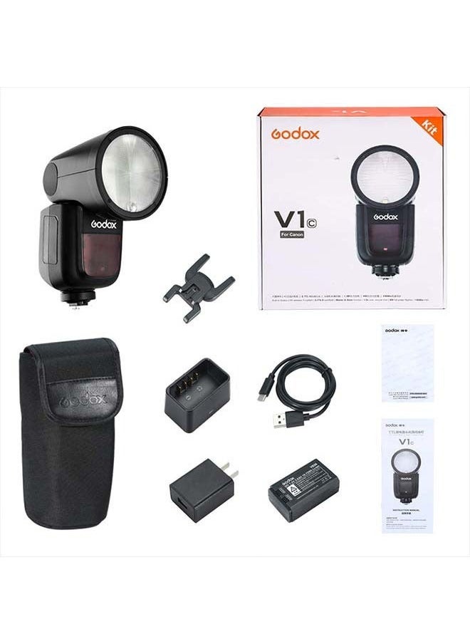 Godox - Godox V1-C Round Head Camera Flash Speedlite, 2.4G X Wireless HSS 76Ws Speedlight Flash for Canon 6D 7D 50D 60D 500D 550D 600D 650D 1000D 1100D 1DX 580EX II 5D Mark II III - Image 1