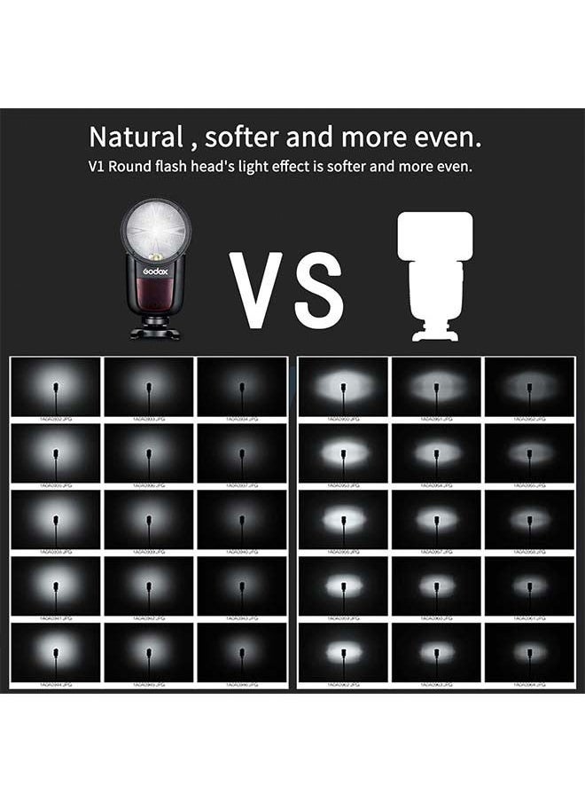 Godox - Godox V1-C Round Head Camera Flash Speedlite, 2.4G X Wireless HSS 76Ws Speedlight Flash for Canon 6D 7D 50D 60D 500D 550D 600D 650D 1000D 1100D 1DX 580EX II 5D Mark II III - Image 1