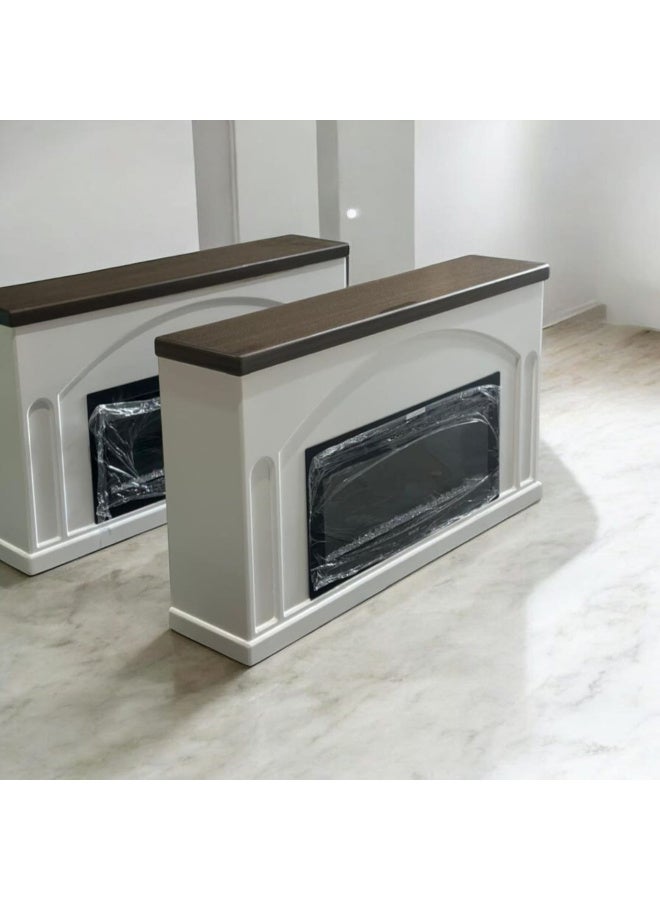 Wooden decorative table with fireplace, size 140*30 cm, height 80 cm