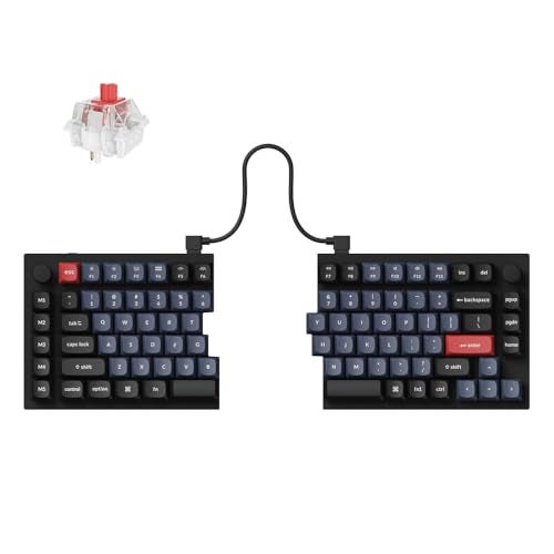 Keychron Q11 QMK/VIA TKL Split Keyboard Ergonomic, 91 Keys 75% Layout Wired Mechanical Gaming Keyboard Mac & Windows with Full Alu Frame, PBT Keycaps & Knobs, Hot-Swappable Keycrhon Super Red Switch - Image 1